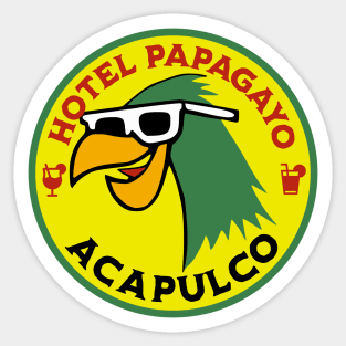 Hotel Papagayo Acapulco Mexico - Vintage Travel Sticker - Vintage Luggage Label Parrot Hotel Mexico Sticker